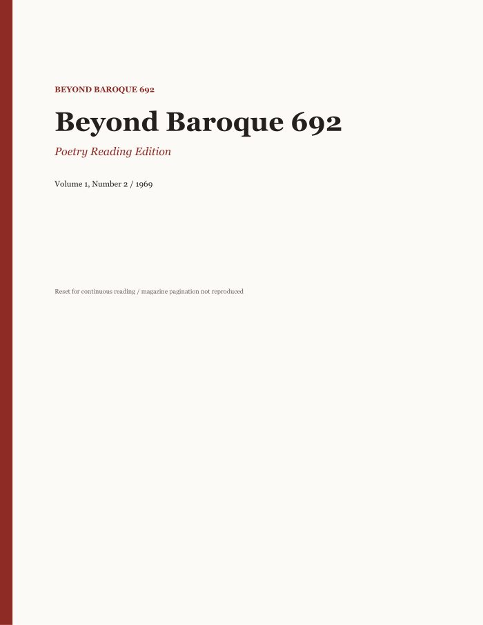 Beyond Baroque, Vol. 1, No. 2 (1969)