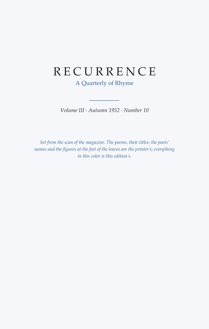 Recurrence, Vol. III, No. 10 (Autumn 1952)