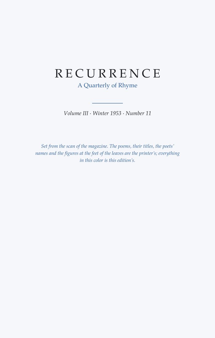 Recurrence, Vol. III, No. 11 (Winter 1953)