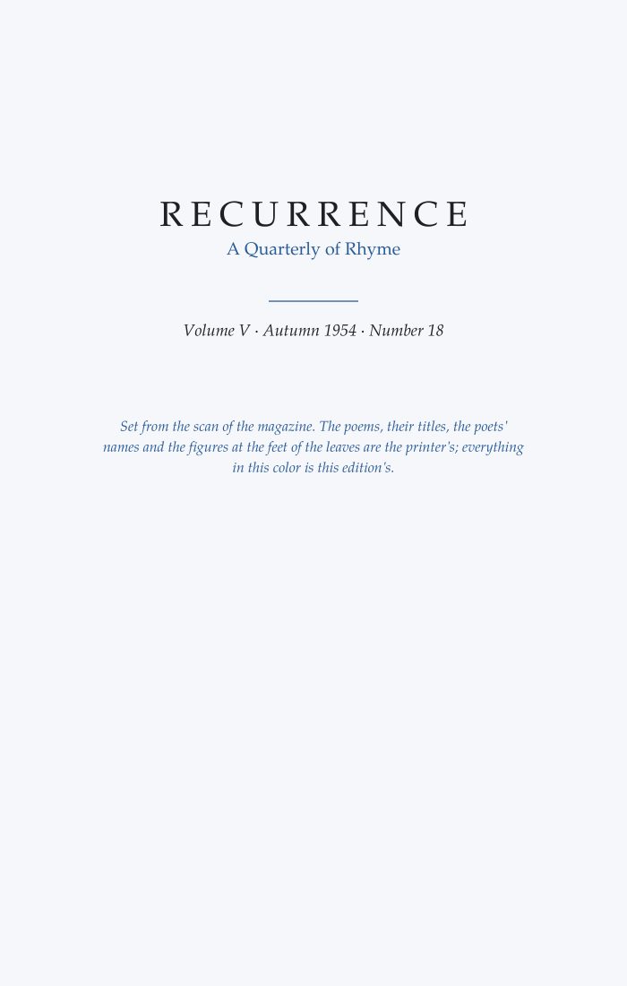 Recurrence, Vol. V, No. 18 (Autumn 1954)