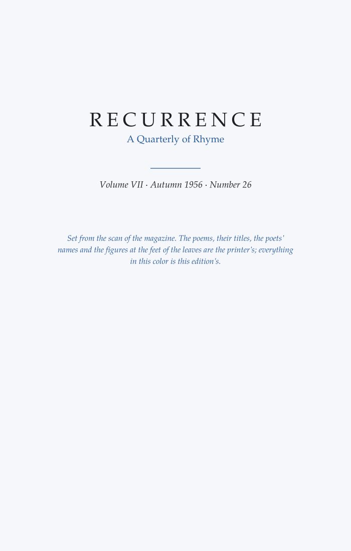 Recurrence, Vol. VII, No. 26 (Autumn 1956)