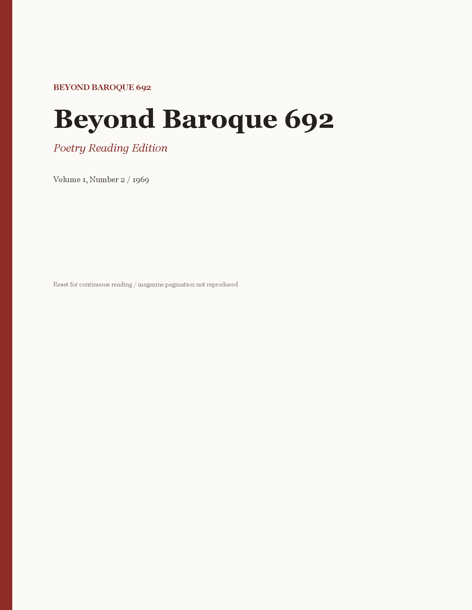 Beyond Baroque, Vol. 1, No. 2 (1969)