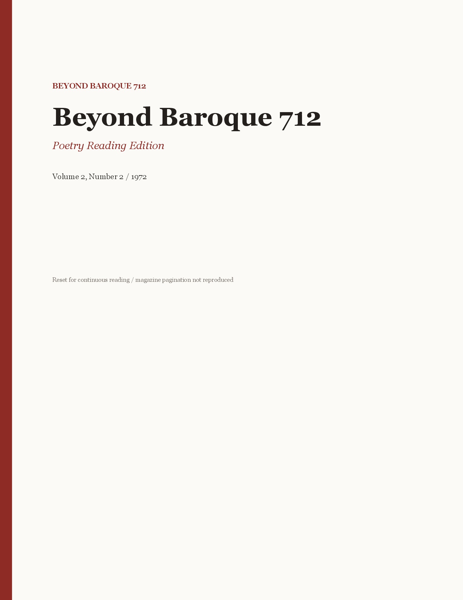 Beyond Baroque, Vol. 2, No. 2 (1972)