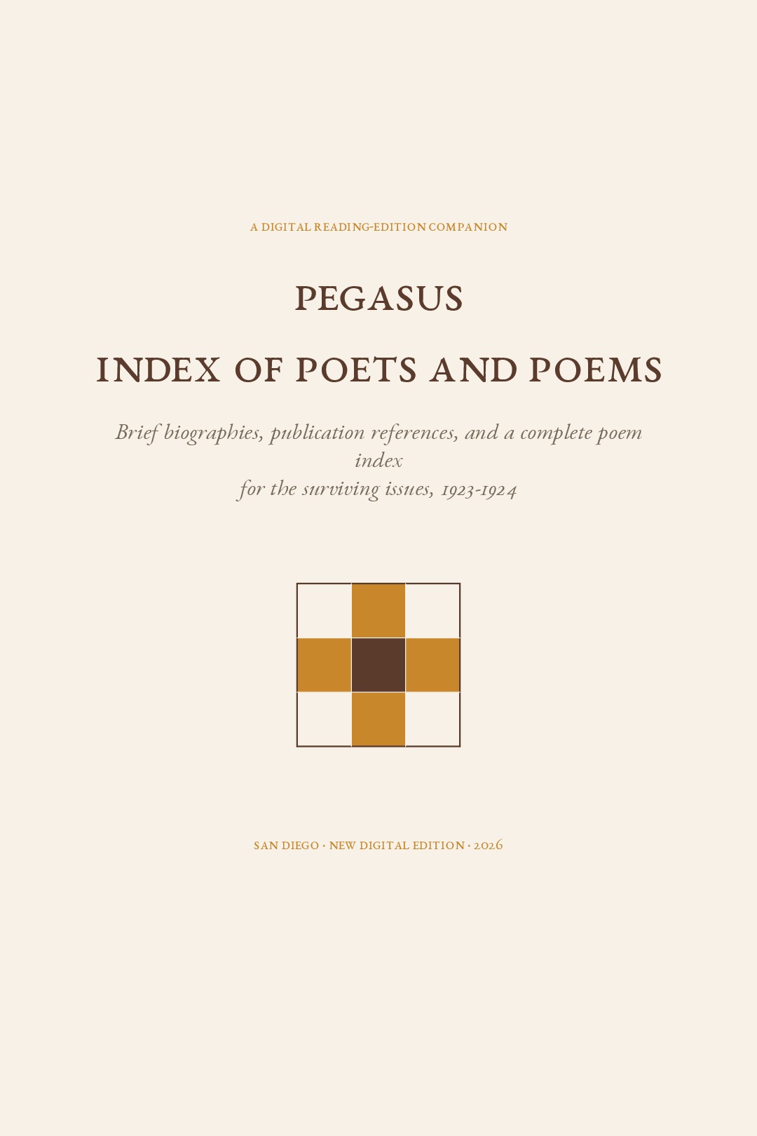 Pegasus Poets and Poems Biographical Index