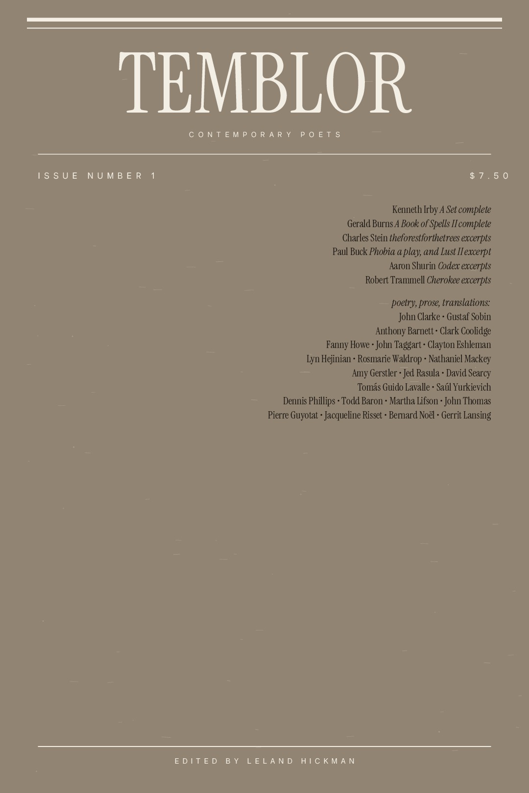 Temblor, No. 1 (Winter 1985)