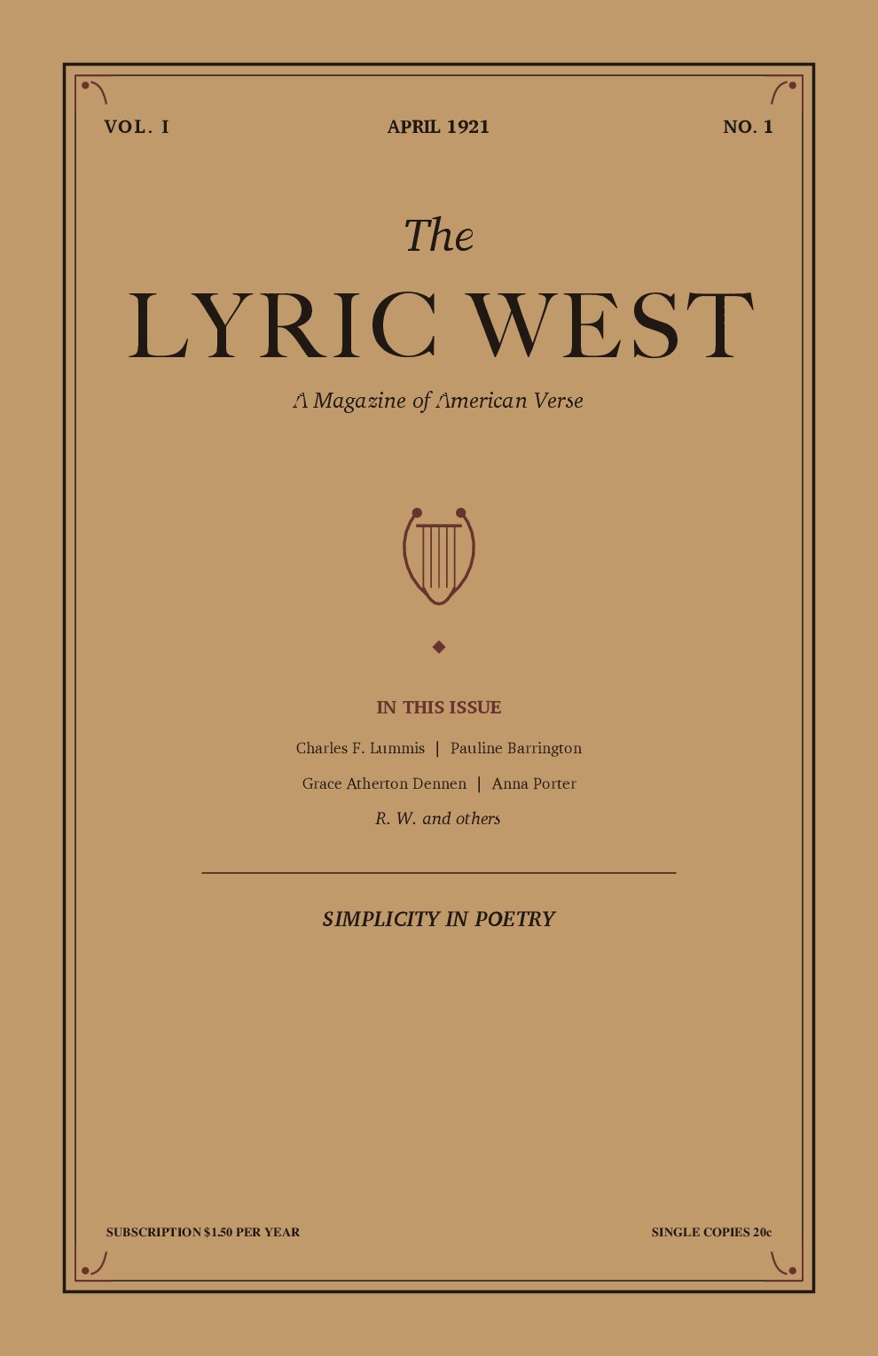 The Lyric West, Vol. 1, No. 1 (April 1921)