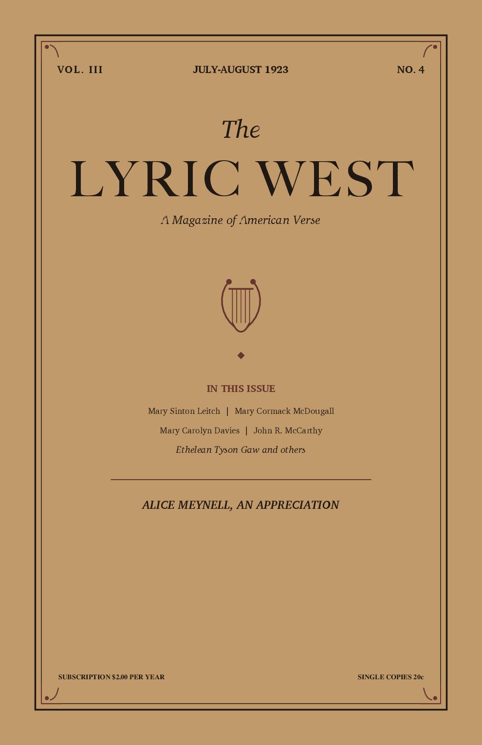 The Lyric West, Vol. 3, No. 4 (August 1923)
