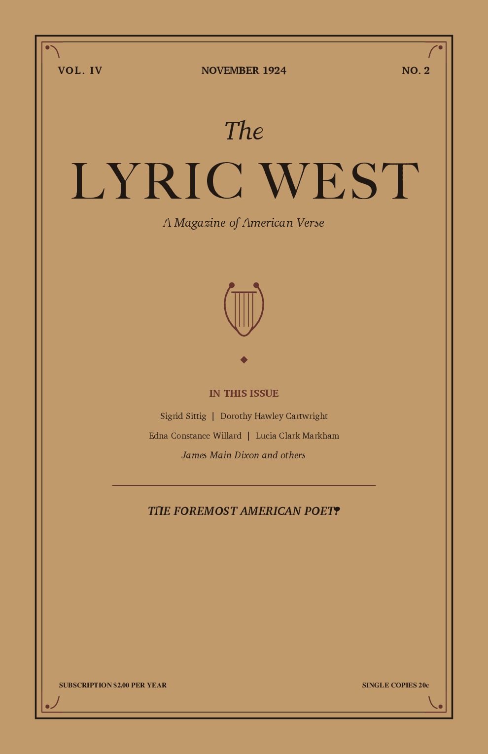 The Lyric West, Vol. 4, No. 2 (November 1924)