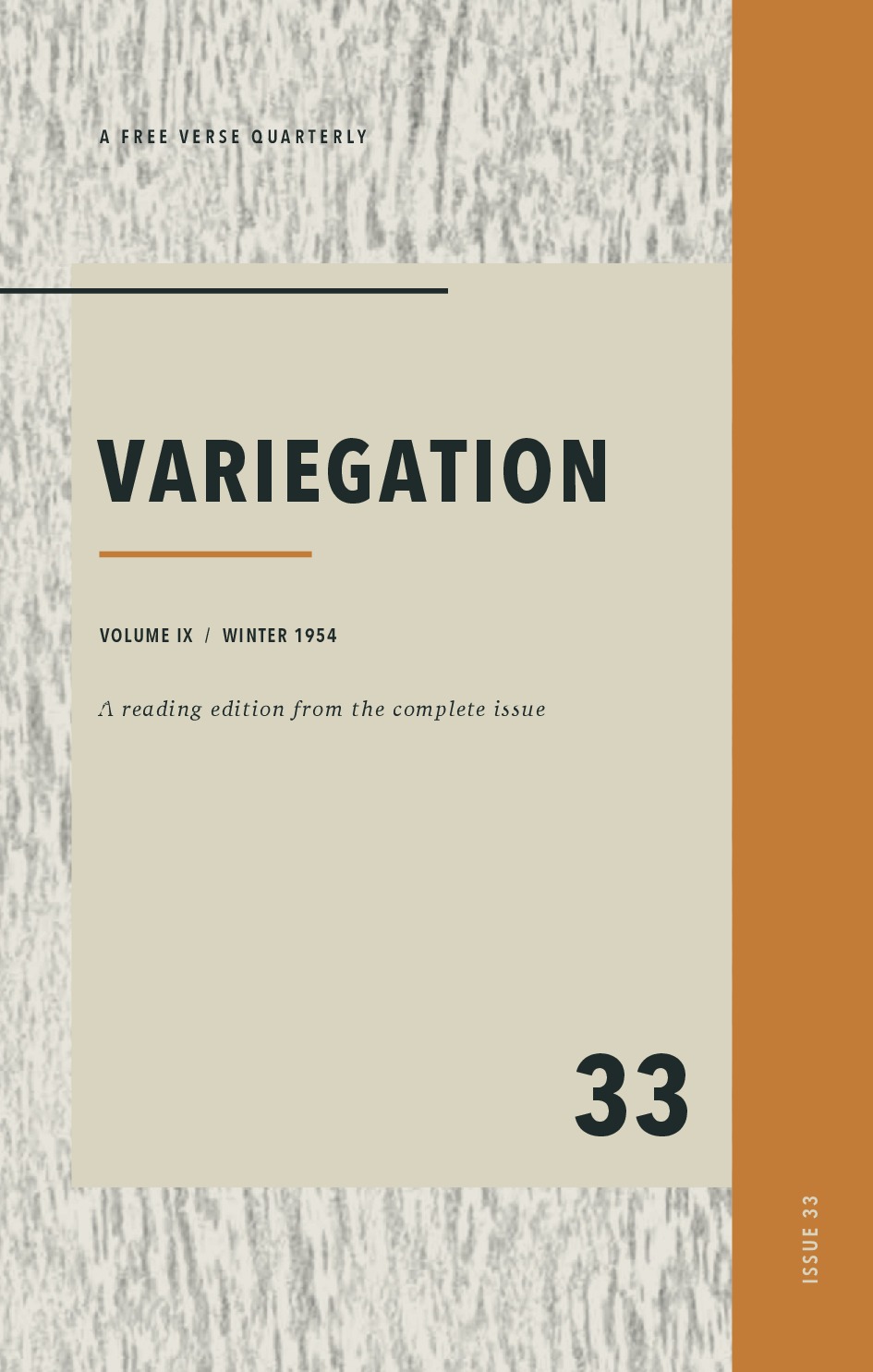 Variegation, Vol. IX, No. 33 (Winter 1954)